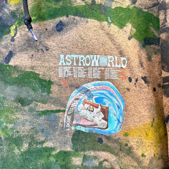 Travis Scott 2019 AstroWorld Wish You Were Here Brown Thrashed Tour Hoodie L - Picture 8 of 10